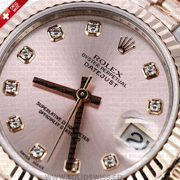 Rolex Datejust Two-Tone 18k Rose Gold 31mm Pink Diamond Dial Oyster Bracelet Swiss Replica