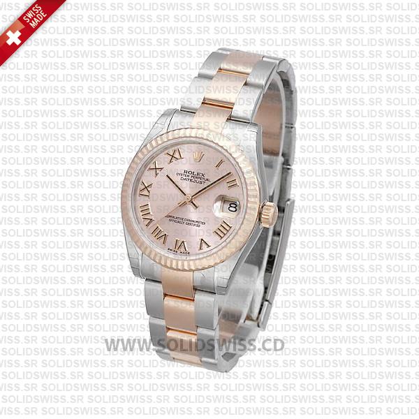 Rolex Datejust Two-Tone Pink Roman Dial 31mm Replica Watch