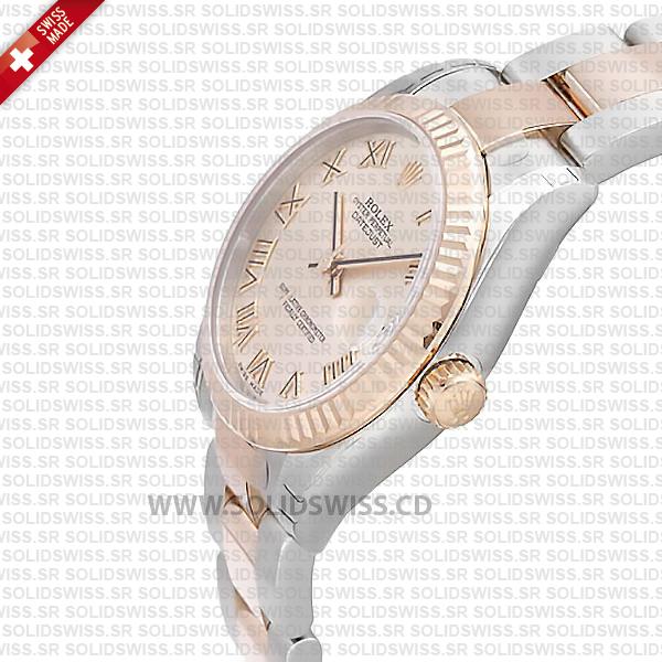 Rolex Datejust Ladies 18k Rose Gold Pink Roman Dial with Stainless Steel Oyster Bracelet