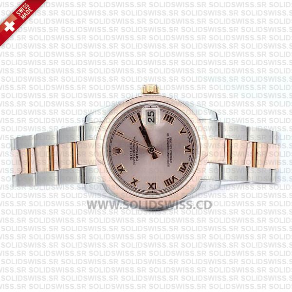 Rolex Datejust 31mm Oyster 18k Rose Gold 2-Tone Rose Roman Swiss Replica