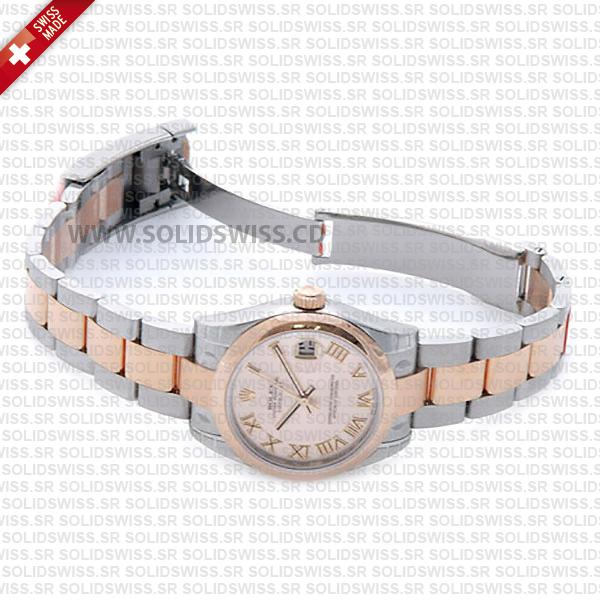 Rolex Lady-Datejust Stainless Steel Rose Roman Dial 31mm Smooth Bezel