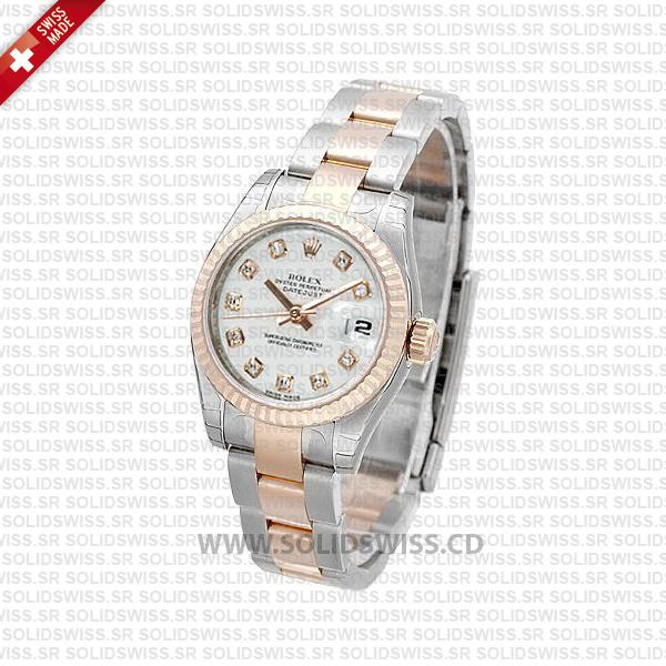 Rolex Datejust Two-Tone 31mm Rose Gold Diamond Dial Watch