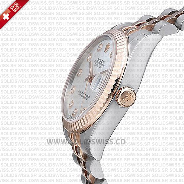Rolex Datejust Two-Tone 31mm Rose Gold Diamond Dial Replica Watch