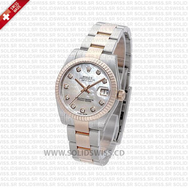 Rolex Datejust 31mm Two-Tone White Diamond Dial Replica