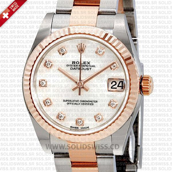 Rolex Datejust Ladies Two-Tone 18k Rose Gold