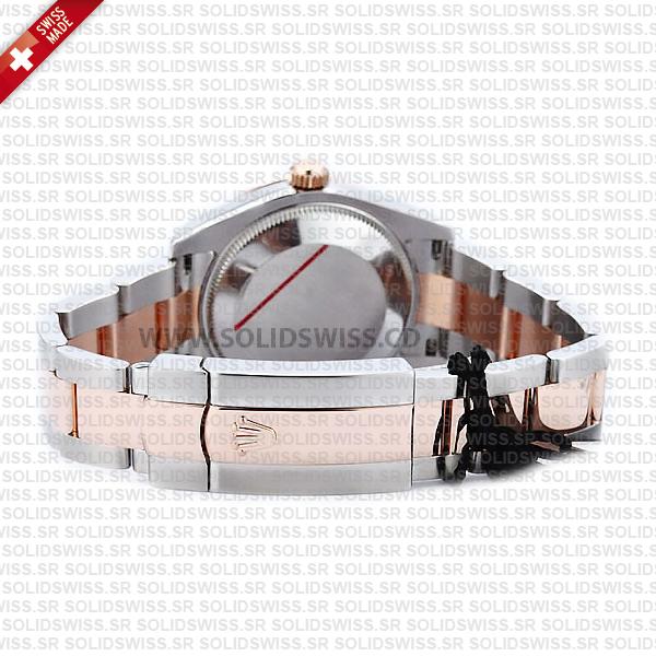 Rolex Lady-Datejust 31mm Two-Tone 18k Rose Gold Smooth Diamond Bezel Chocolate Roman Dial