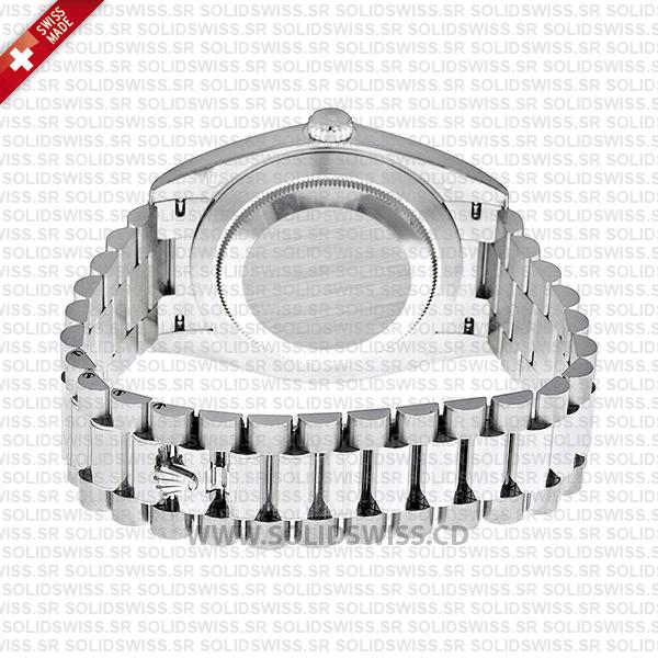 Rolex Day-Date 40 Platinum Stainless Steel, Ice Blue Diagonal Motif Roman Dial