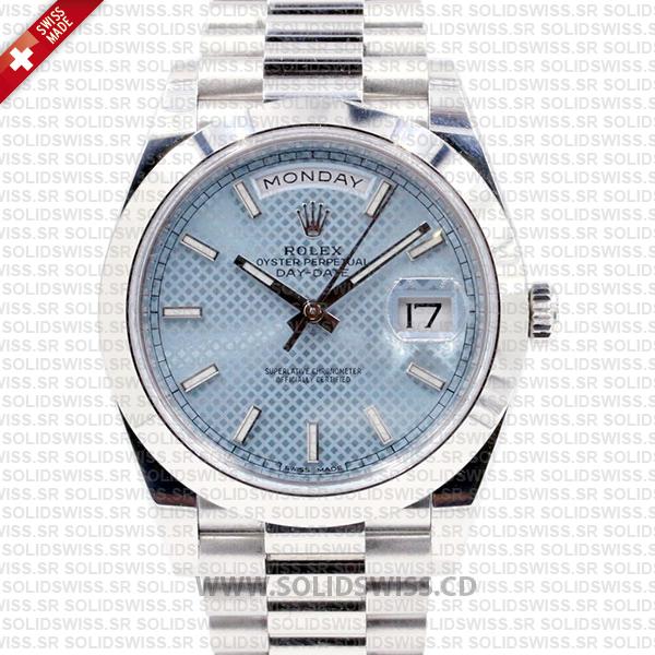 Rolex Day-Date 40 Platinum Ice Blue Dial | Swiss Replica Watch