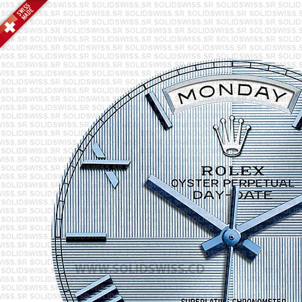 Swiss Replica Rolex Day-Date 40 Ice Blue Quadrant Motif Roman