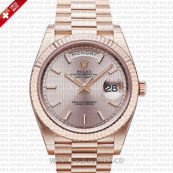 Rolex Day-Date 40 Rose Gold Watch | Sundust Stripe Dial