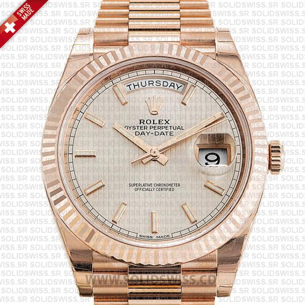 Rolex Day-Date 40 Rose Gold Sundust Stripe Dial