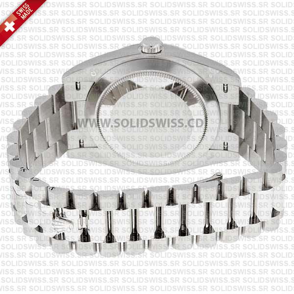 Rolex Day-Date 40 Olive Green Roman Dial White Gold President Bracelet