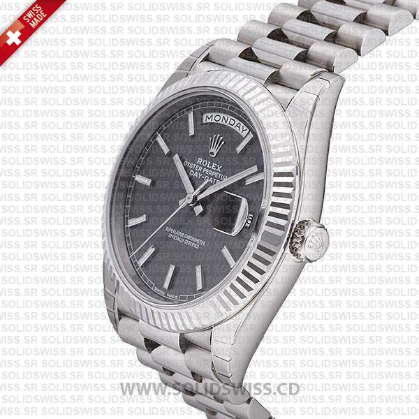 Rolex Day-Date 40 White Gold Rhodium Stripe Dial