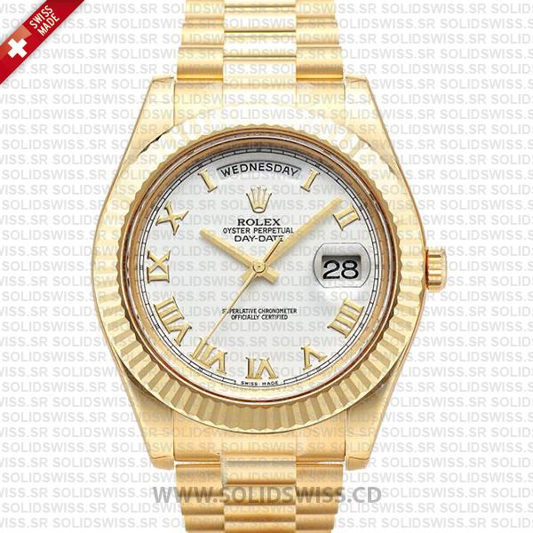 Rolex Day-Date II Gold White Roman Dial | Rolex Replica Watch