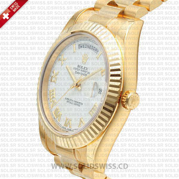 Rolex Day-Date II Gold White Roman Dial 41mm