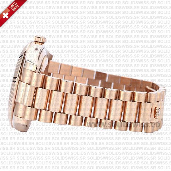 Rolex Day-Date II Rose Gold President Bracelet Black Stick Dial 41mm