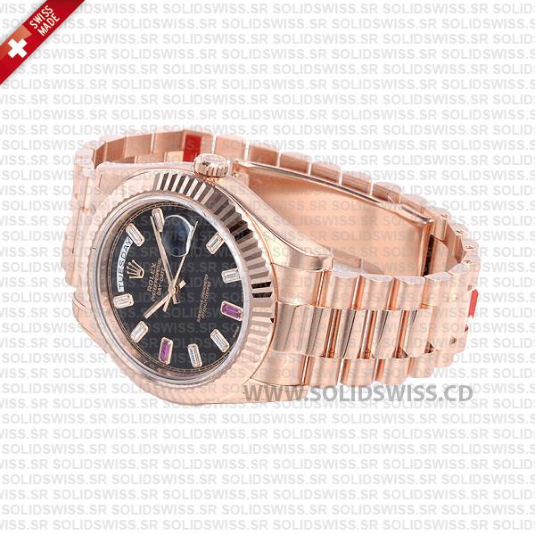 Rolex Day-Date II Rose Gold Black Ruby Dial 41mm