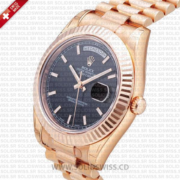 Rolex Day-Date II Rose Gold 41mm Black Dial