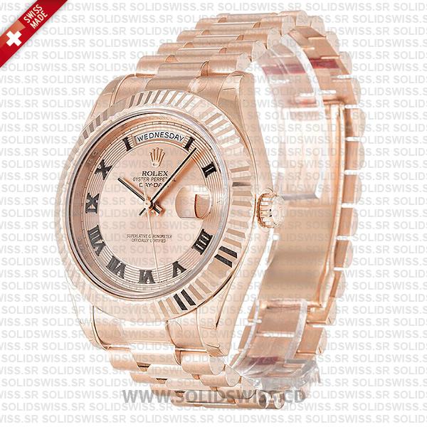 Rolex Day-Date Rose Gold Gold Roman