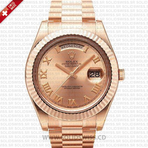 Rolex Day-Date II Rose Gold Roman Dial | Luxury Replica Watch