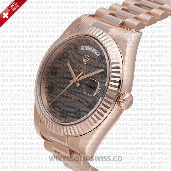 Rolex Day-Date II Rose Gold Tiger Wave Dial