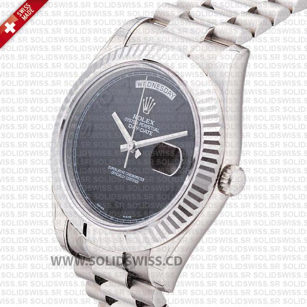 Rolex Day-Date II White Gold Black Arabic Dial Replica