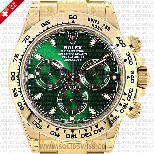 Rolex Daytona 18k Yellow Gold Green Dial 40mm
