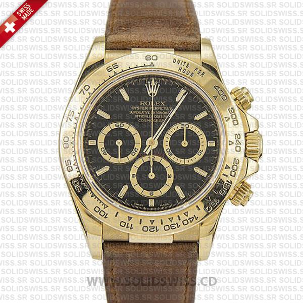 Rolex Daytona 40mm Gold Black Dial | Swiss Replica Watch