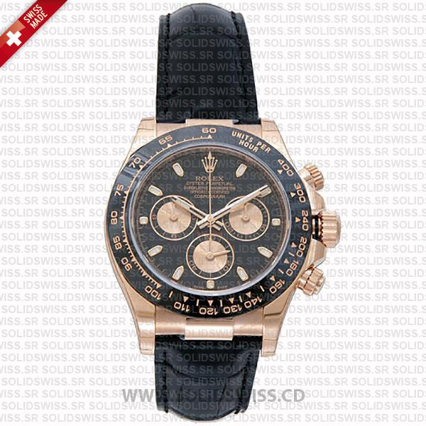 Rolex Daytona Rose Gold Black Dial Ceramic Bezel Watch