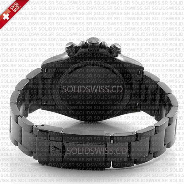 Rolex Daytona DLC Black Dial Swiss Replica Watch with 904L Steel Oyster Bracelet