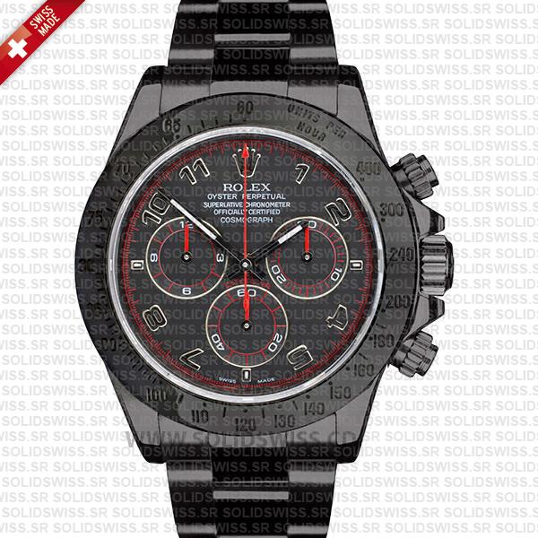 Rolex Daytona Stainless Steel DLC Black Dial Replica Watch