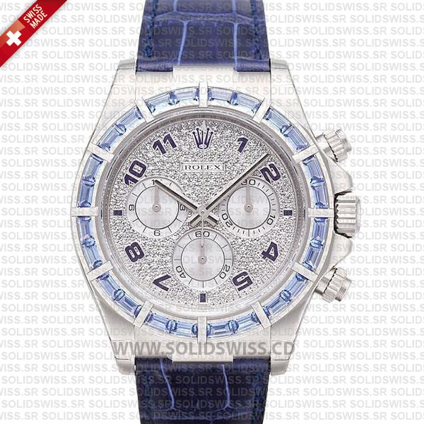 Rolex Daytona White Gold Blue Diamonds 40mm