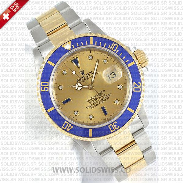 Rolex Submariner Gold Face 2-Tone Serti Dial 40mm