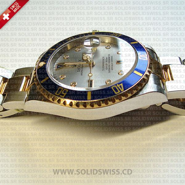 Rolex Submariner Serti Dial 2-Tone 40mm | Silver Face Replica Watch