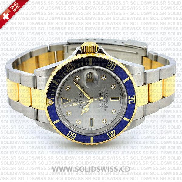 Rolex Submariner 40mm 2-Tone Serti Silver Face