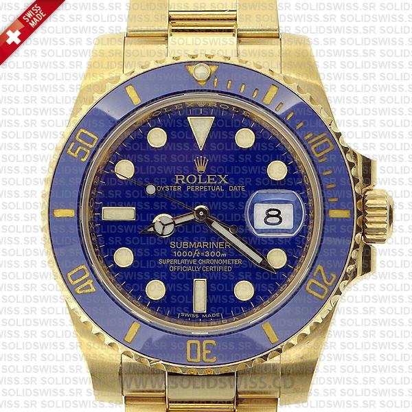 Rolex Submariner Gold Blue Ceramic Date Watch