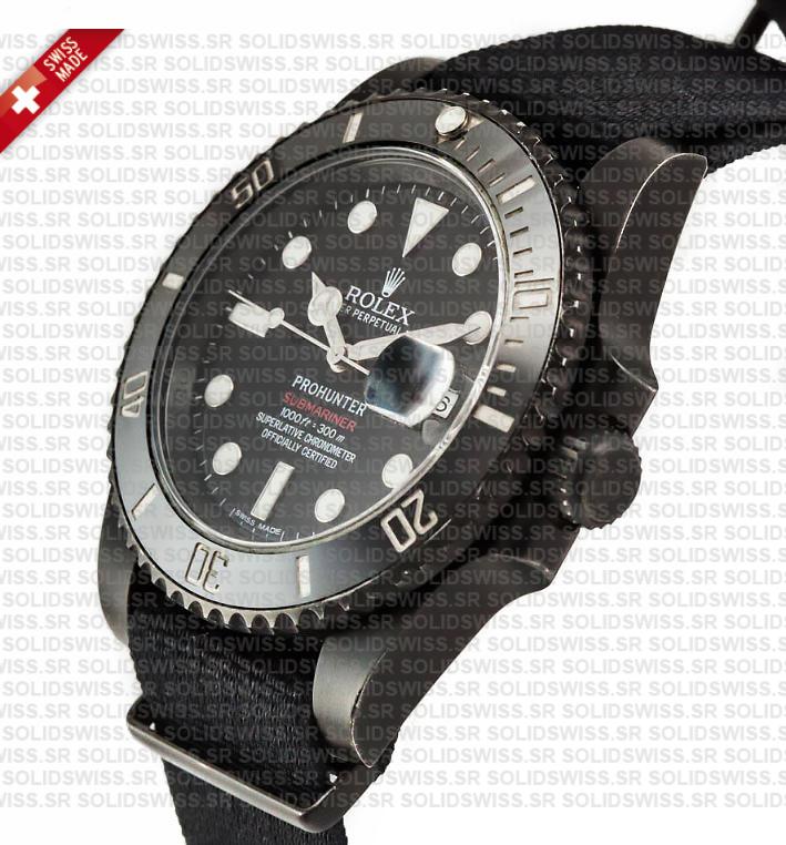 Pro Hunter Rolex Submariner NATO Date | Black Ceramic Bezel Swiss Replica