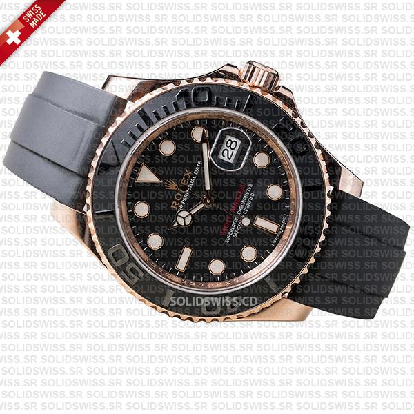 Rolex Yacht-Master 18k Rose Gold Stainless Steel Black Ceramic Bezel