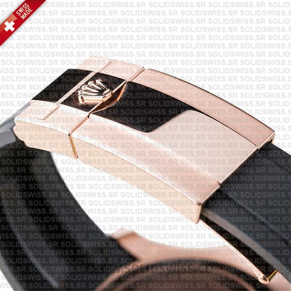 Rolex Yacht-Master 18k Rose Gold Stainless Steel Black Ceramic Rubber Strap