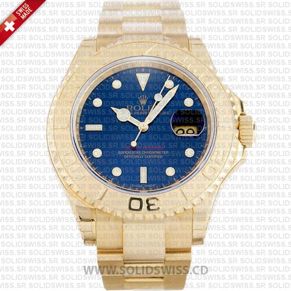 Rolex Yacht-Master Gold Blue Dial 40mm Watch | Swiss Replica