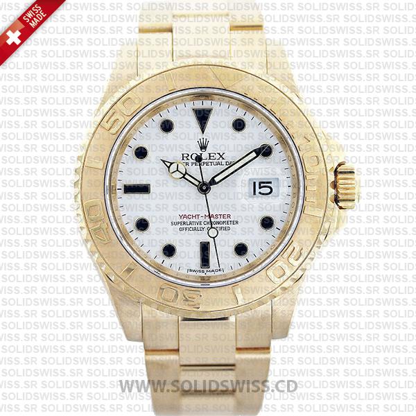 Rolex Yacht-Master 18k Yellow Gold White Dial 40mm Watch