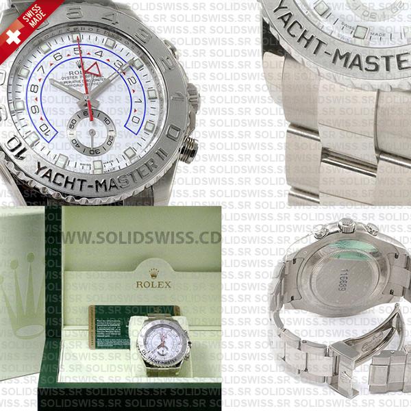 Rolex Yacht-Master II 18k White Gold Stainless Steel White Dial 44mm