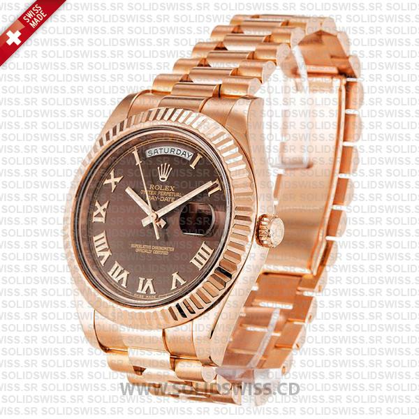 Rolex Day-Date II Rose Gold 41mm Chocolate Roman Dial