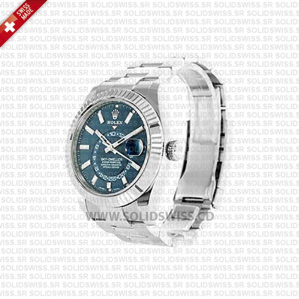Rolex Sky-Dweller 18k White Gold Blue Dial 904L Stainless Steel