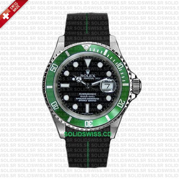 Solidswiss.cd Dual Colored Rolex Rubber Strap Complete With 904L Stainless Steel Tang Buckle
