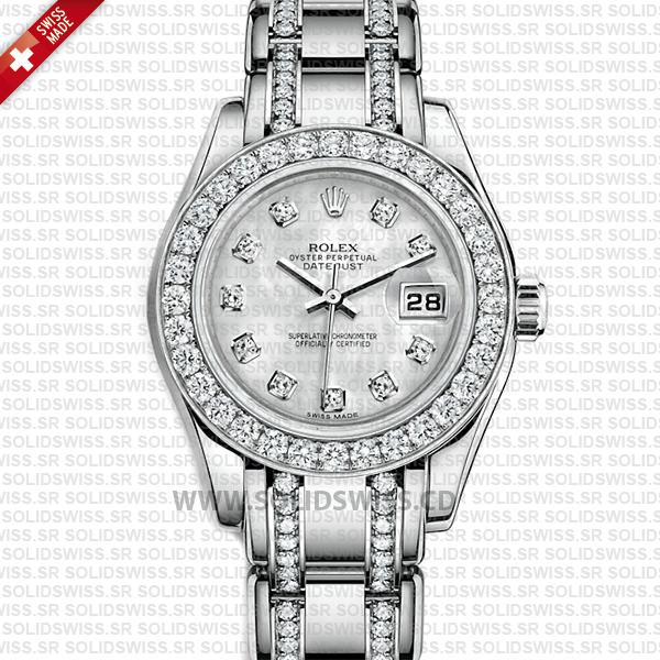 Rolex Pearlmaster 29mm 18k White Gold White Mother of Pearl Dial Diamond Markers/Bezel/Bracelet