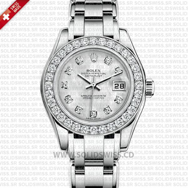 Rolex Lady Datejust Pearlmaster 18k White Gold 29mm Watch