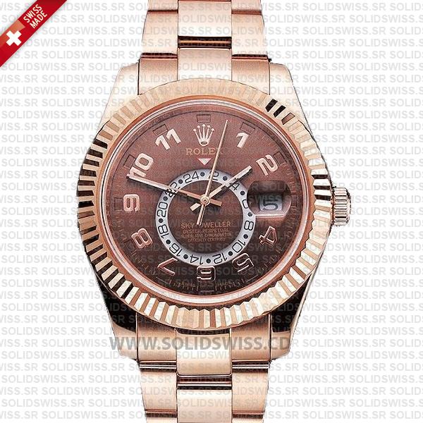 Rolex Sky-Dweller Rose Gold Chocolate Dial 42mm Replica