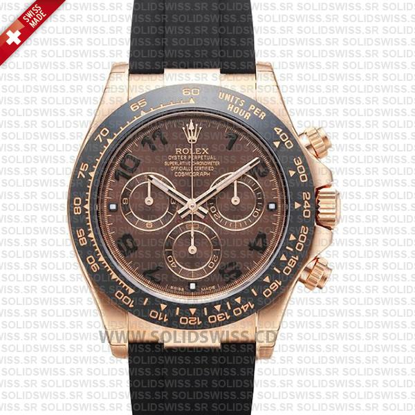 Rolex Daytona 18k Rose Gold Chocolate Arabic Dial | Solidswiss