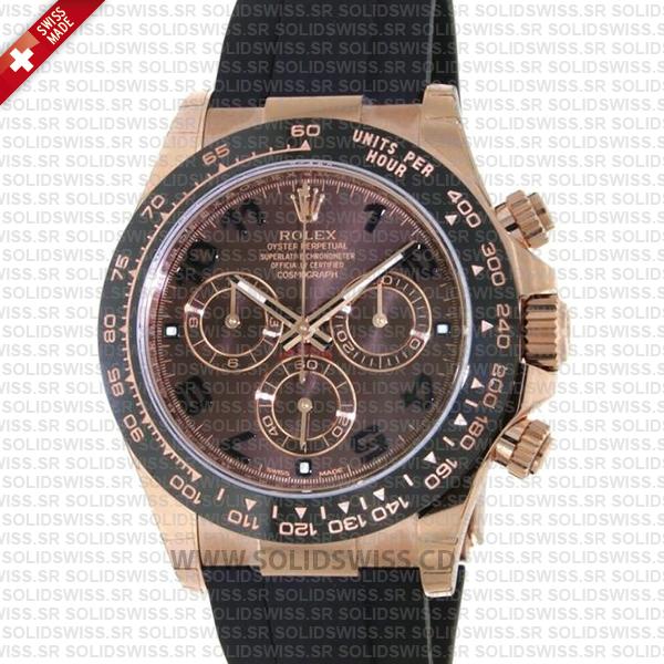 Rolex Daytona 18k Rose Gold Chocolate Arabic Dial 40mm